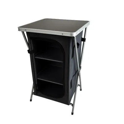 Produktbild von greemotion Campingschrank faltbar Schwarz Campingküche klappbar 60x53x97 cm inkl. Ablage