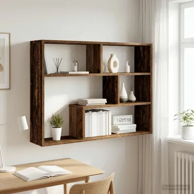 Image de Maison Exclusive - Support mural pour étagères, bois vieilli, 95 x 20 x 69,5 cm, matériau composite bois