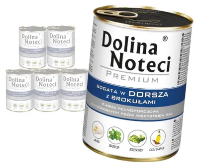Zdjęcie produktu dla Dolina Noteci Premium Mokra Karma Dla Psa Bogata W Dorsza Z Brokułami 6x400g