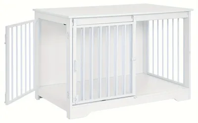 Image de Cage pour chiens - Cage de transport pour chiens - Cage pour animaux de compagnie - Enclos pour chiens - Design moderne - 2 portes et table d'appoint