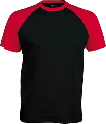 Produktbild von Kariban Herren Baseball T-Shirt Baumwolle Kontrast Kurzarm Shirt, Größe:XL, Farbe:Black/Red