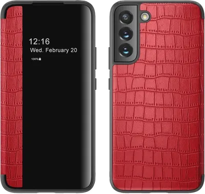 Productafbeelding van König Design hoesje, compatibel met Samsung Galaxy S23, kunstleren telefoonhoesje - telefoonhoesje, rood
