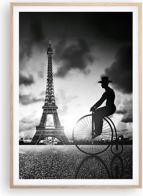 Produktbild von Gerahmtes Poster - Rahmen in heller Eiche - Paris Gentleman Fahrrad - 70x100 cm - Wand Bild - Wanddeko - Wandbilder - Wandposter - Bilderrahmen - Bilder - Kunstdruck - Wandbild - P2NPA70x100-4204