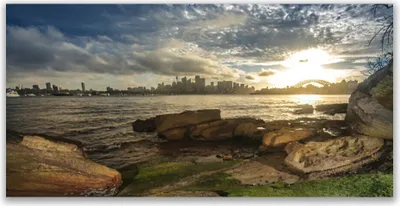 Produktbild von Glasbilder 120x60 Wandbild Druck auf Glas Meer Steine Stadt Landschaft