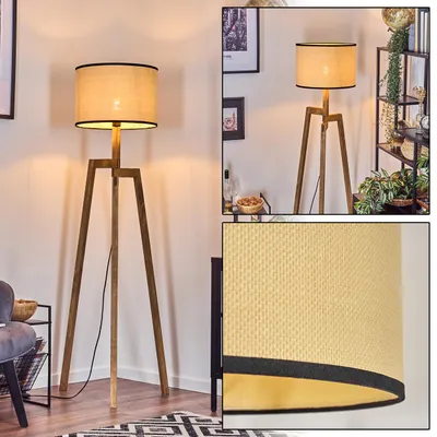 Produktbild von Tamarispa Stehlampe aus Holz/Papiergeflecht in Natur/Schwarz
