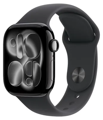 Produktbild von Apple Watch Series 11 Sportarmband, Diamantschwarz, Schwarz, Aluminium, 42mm, GPS + Cellular, S/M