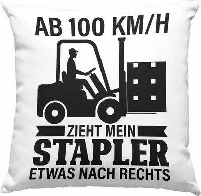 Produktbild von Trendation - Gabelstapler Lagerist Geschenk Deko-Kissen mit Füllung 40x40 Staplerfahrer Spruch Fachlagerist Geschenkidee (Grau)