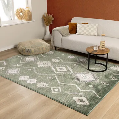 Produktbild von Volero - Berberteppich - Blend Aztec Grün - 240x330cm - Wohnzimmer, Schlafzimmer - Boho