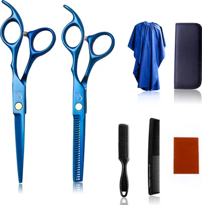 Produktbild von Haarschneideschere, Premium Haarschere Friseurscheren Set Frisörschere Schere Haare Schneiden Scharfe Einseitiger Effilierer Effilierschere Profi Friseur Friseurschere Haarschnitt Salon, Zuhause