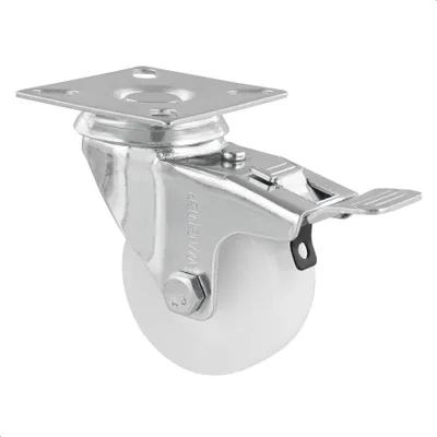 Obrázok produktu pre Otočné kolieska WAGNER ECO - Ø 50 mm, pozinkovaná oceľ, biele, brzdy, skrutkovacia doska, nosnosť 50 kg - 03325001