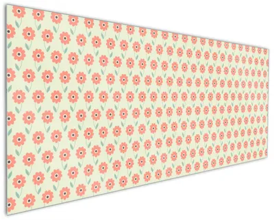 Produktbild von Wallario Küchenrückwand aus Glas, Größe: 125 x 50 cm, Motiv: Muster mit roten Blumen und grünen Blättern | Spritzschutz | abwischbar | pflegeleicht | in