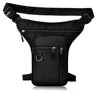 Produktbild von Beintasche für Motorrad, Gürteltasche für Herren und Damen, wasserdichte Multitasche mit verstellbarem Taillen- und Oberschenkelgurt für Wandern, Camping, Motorrad, Fahrrad und Angeln (Schwarz)