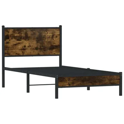 Obrázek produktu pro vidaXL Kovová postel bez matrace, kouřový dub 90x200 cm