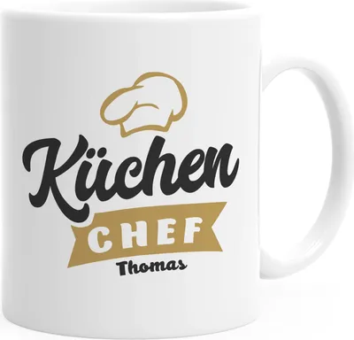 Produktbild von personalisierte Kaffeetasse Küchenchef Tasse anpassbarer Name personalisierte Geschenke SpecialMe® weiß Keramik-Tasse