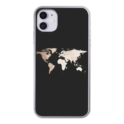 Produktbild von MuchoWow® Handyhülle Schutzhülle Hülle für iPhone 11 Weltkarte - Leder - Schwarz Silikon Softcase Handy Hülle - Handytasche