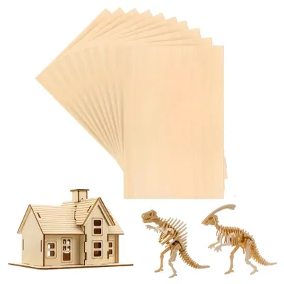 Image de A3 : Contreplaqué de bouleau - Plaques de bois non traitées - Adaptées à la découpe laser - 15 pièces - 420 x 297 x 2 mm - Modélisme