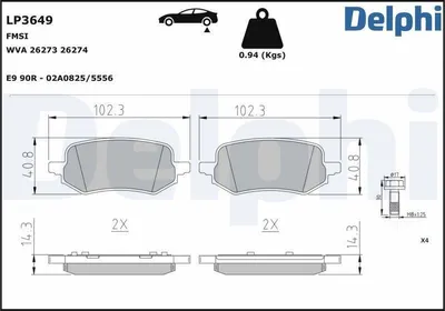 Produktbild von DELPHI Bremsbeläge Satz Bremsklötze für FORD Puma SUV LP3649