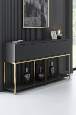 Produktbild von Skye Decor, Lord - Anthracite, Gold, Konsole, 100 % MELAMINBESCHICHTETE SPANPLATTEN, Anthrazit, 150 x 30 x 80 cm