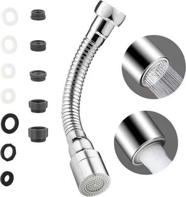 Imagen del producto de Extensión para grifo de 20 cm, 2 modos, giratorio 360°, ahorrador de agua, universal para la cocina