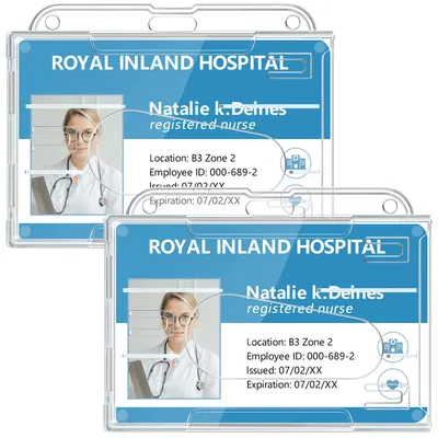 Image de Lot de 2 étuis pour cartes d'identité, porte-cartes, transparents, robustes, en plastique rigide, pour le bureau, les transports en commun, format horizontal