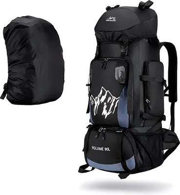 Produktbild von CarryQuest® - 90L Outdoor Rucksack Wasserdicht Wanderrucksack Trekkingrucksack Camping Backpacking Wandern Herren Damen Schwarz