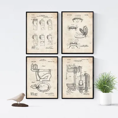 4 Poster A4 – Alte Erfindungen & Patente – Vintage-Deko – 250 g/m²