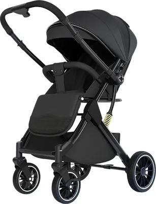 Obrázek produktu pro Dětský kočárek – skládací cestovní kočárek s vysokým sedadlem – hliníkový rám – pro děti ve věku 1–2 roky – do 10 kg – černý