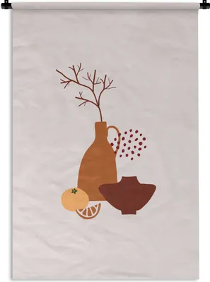 Produktbild von MuchoWow® Wandteppich Wandbehang Vasen - Obst - Design 120x180 cm Tapisserie Dekoration Wandtuch - Schlafzimmer - Dekorationen für das Haus