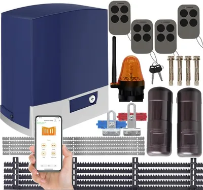 Immagine prodotto di Kit di motorizzazione per cancelli scorrevoli, capacità 1000 kg, con Wi-Fi, 4 telecomandi e 5 strisce LED