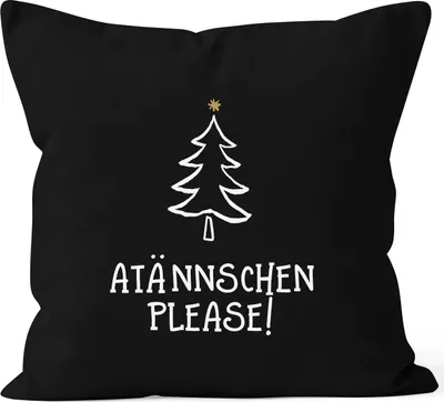 Produktbild von Kissenbezug Atännschen please! Weihnachts-Deko-Kissen Geschenk MoonWorks® schwarz unisize