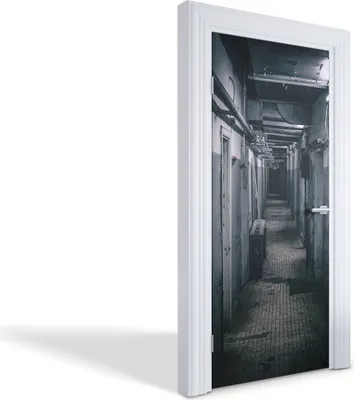 Produktbild von Türdeko Aufkleber Selbstklebende Wandsticker Personalisiert - Verlassener Korridor - 95 x 205 cm