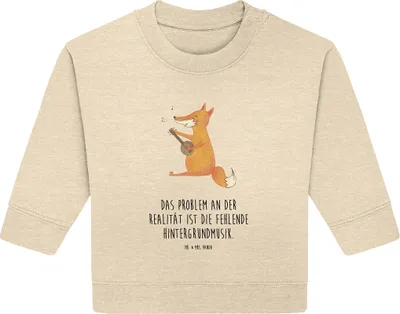 Produktbild von Mr. & Mrs. Panda Organic Baby Pullover Fuchs Gitarre 12. - 18. Monat - Natural Raw - Geschenk, Musik, glücklich, Optimistisch, Bullover, Singen