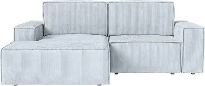 Produktbild von FEDVE Ecksofa KOKKO MINI mit Cordbezug mit Schlaffunktion, Hellgrau