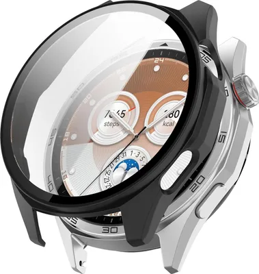 Produktbild von Für Huawei Watch GT 6 46mm Kunststoff Schutzhülle + 9H Hart Glas Matt Schwarz