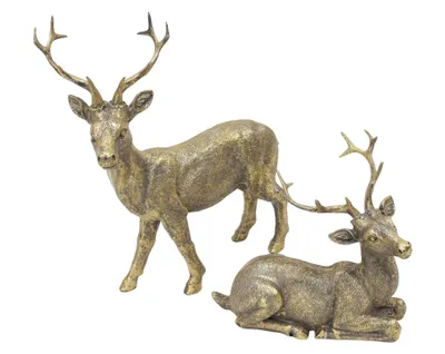Produktbild von Deko-Hirsch Golden, 2er Set, Höhe 13 cm, 23 cm
