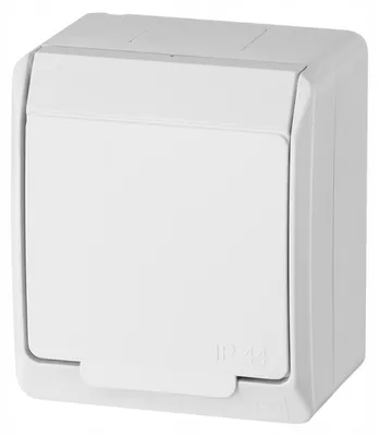Produktbild von Einzelsteckdose mit Erdung IP44 weiß HERMES 0321-02 ELEKTRO-PLAST