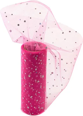 Produktbild von Tüll 15cm mit Glitzer Punkten, 9 Meter, Farbauswahl:fuchsia / pink 187