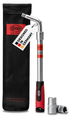 Obrázok produktu pre HEYNER® Kľúč na matice kolies Teleskopický 35–53 cm, viacero veľkostí 17/19 a 21/23 mm, chróm-vanád, o 50 % väčšia páka, s aretáciou a vreckom, pre osobné automobily a SUV