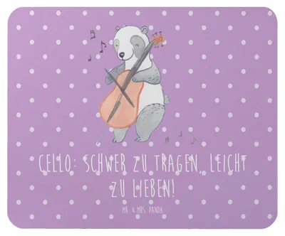 Produktbild von Mr. & Mrs. Panda Mousepad Cello Liebe - Lavendeltraum - Geschenk, Solo, Musik, Musiker, pc mauspad, mousematte, Streichinstrument, Spielen lernen, mausunterlage