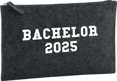 Produktbild von Huuraa Kulturbeutel Bachelor 2025 Abschluss 1 Liter Charcoal Filz Kosmetiktasche Geschenkidee