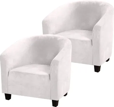 Obrázek produktu pro 2 kusy Klubové křeslo Slipcover Křeslo Cover Stretch Velvet Sofa Cover Elastická vana Kryt židle Křeslo Cover pro klubové křeslo Lounge Chair Cocktail Chair （White）