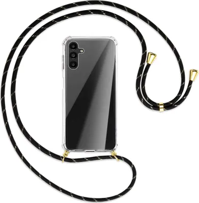 Produktbild von Handykette Backcover-Schutzhülle mit Band (Metall goldfarben) für Samsung Galaxy A13 5G - schwarz/gold