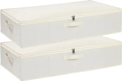 Immagine prodotto di Scatola per sotto letto - Scatola per abiti - 2 pezzi - Beige - 60 x 30 x 15 cm