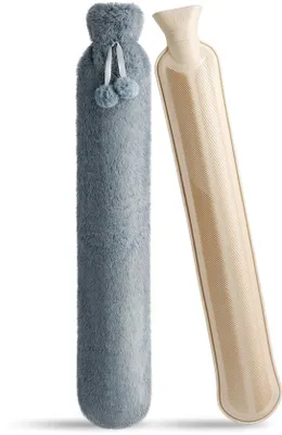 Produktbild von Wärmflasche 2L mit weichem Plüschbezug - 73 x 14 cm