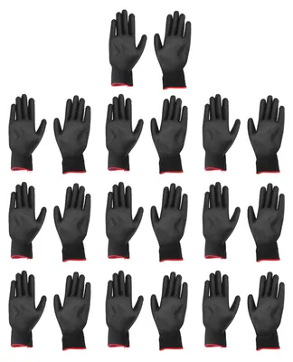 Immagine prodotto di 10 paia di guanti da lavoro di sicurezza, rivestiti in PU, in nylon antistatico, uso generale, colore nero con bordo rosso, taglia 7 (S)