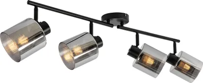 Produktbild von QAZQA - Art Deco Deckenstrahler schwarz mit Rauchglas 4-flammig Spotbalken-flammig verstellbar - Laura I Wohnzimmer I Schlafzimmer - Länglich - LED geeignet E27