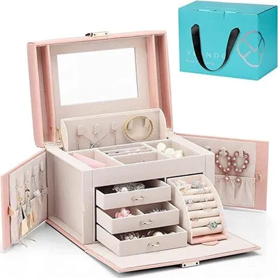 Produktbild von Famanu Schmuckbox für Damen - Schmuckorganizer mit Spiegel
