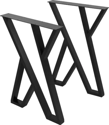 Produktbild von ML-Design 2 Stück Tischbeine, B50xH71 cm, Tischkufen X-Form, Stahl pulverbeschichtet, Schwarz, Industriedesign, für Esstisch/Schreibtisch