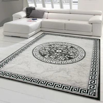 Produktbild von Orientteppich mit Glitzergarn in grau creme Größe - 240 x 340 cm