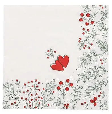 Produktbild von 3-lagige Servietten „Beeren“ 1/4 40 x 40 cm 20 Stück.
